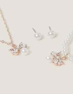 Floral Pearl Bow Jewellery Set