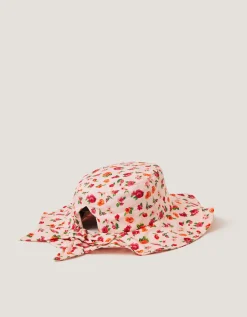 Floral Print Bow Bucket Hat Multi