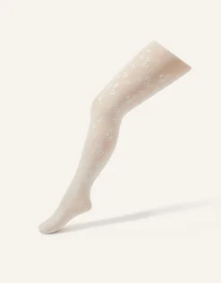 Floral Print Tights Ivory