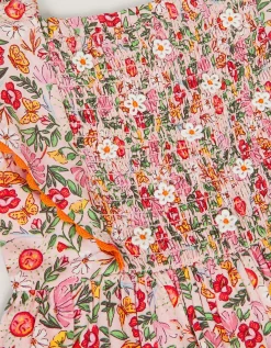 Floral Smocked Playsuit Pink