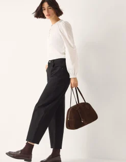 Flossy Embroidered Sleeve Top Ivory