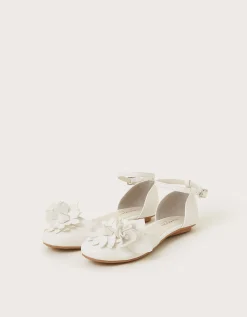Flower Ballerina Flats Ivory