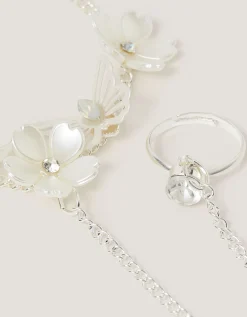 Flower Butterfly Ring & Hand Chain