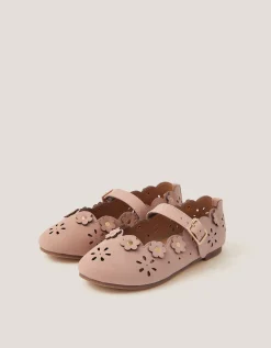 Flower Cutwork Ballet Flats Pink