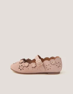 Flower Cutwork Ballet Flats Pink