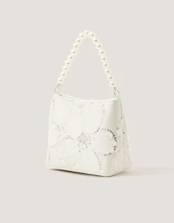 Flower Embellished Mesh Bag