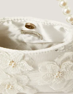 Flower Embellished Mesh Bag