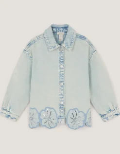 Flower Sequin Denim Jacket Blue