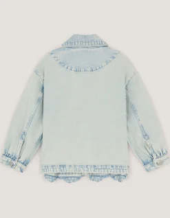 Flower Sequin Denim Jacket Blue