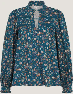 Francine Floral Jersey Blouse Teal