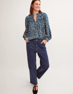 Francine Floral Jersey Blouse Teal