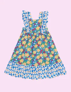 Frugi Audrey Floral Print Frill Dress Blue