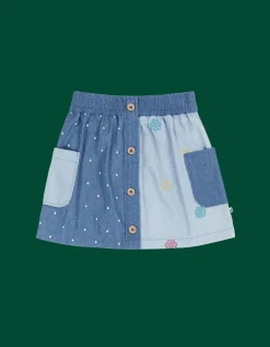 Frugi Embroidered Denim Skirt Blue