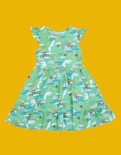 Frugi Olivia Printed Skater Dress Blue