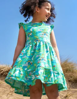 Frugi Olivia Printed Skater Dress Blue