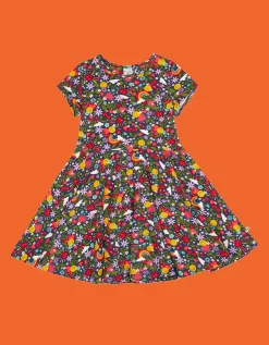 Frugi Spring Printed Skater Dress Blue