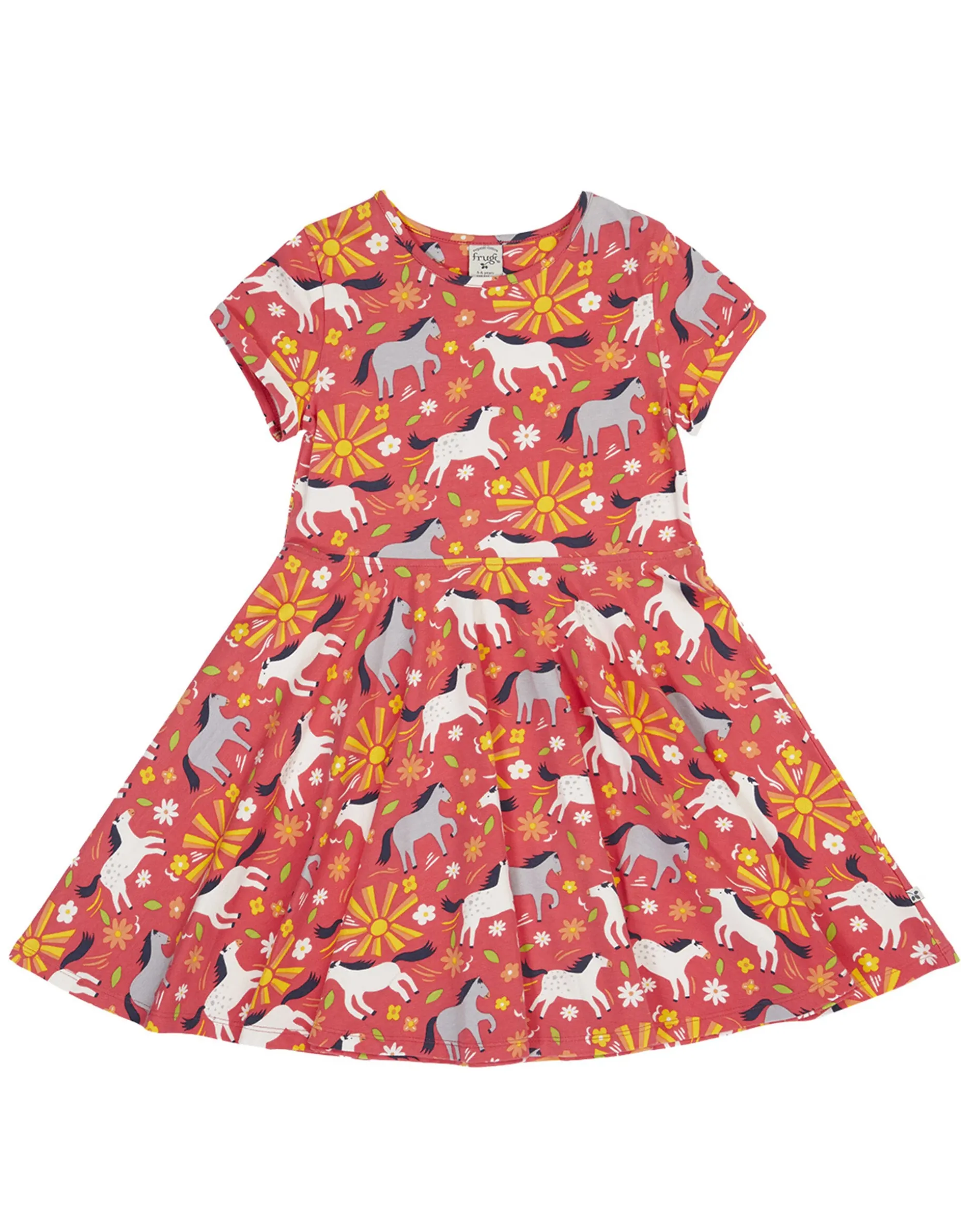 Frugi Spring Printed Skater Dress Pink