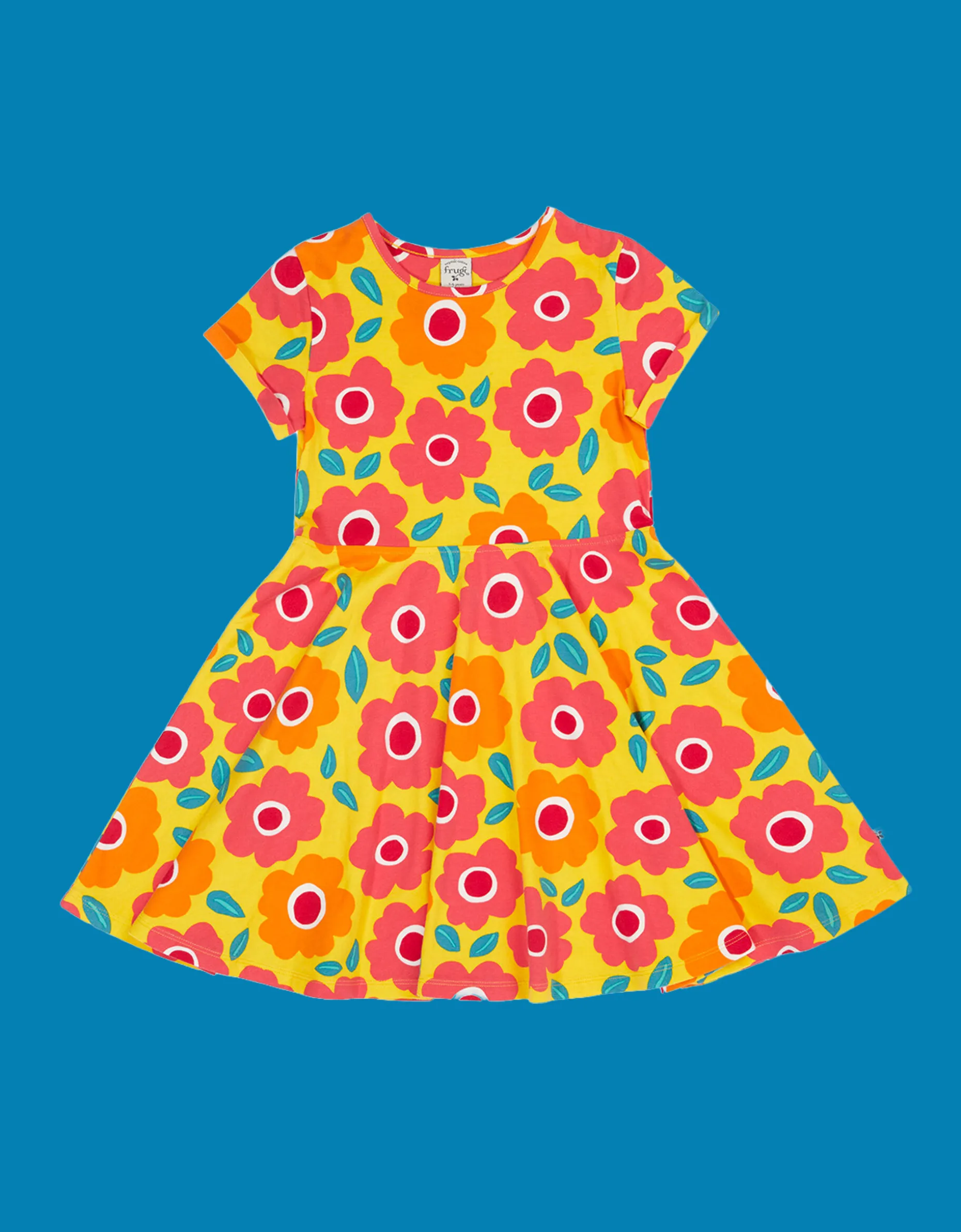 Frugi Spring Printed Skater Dress Yellow