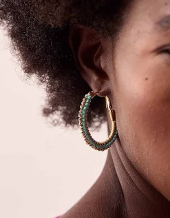 Gas Bijoux Creo Luck Gold-Plated Bead Hoop Earrings