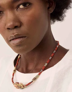 Gas Bijoux Lima Talisman Stone Hand-Woven Cord Necklace
