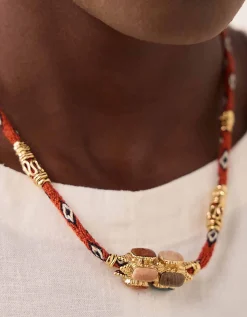 Gas Bijoux Lima Talisman Stone Hand-Woven Cord Necklace