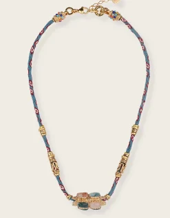 Gas Bijoux Lima Talisman Stone Hand-Woven Cord Necklace