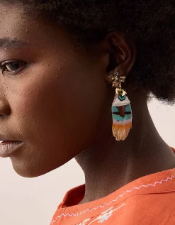 Gas Bijoux Sao Gold-Plated Rainbow Feather Drop Earrings