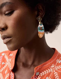 Gas Bijoux Sao Gold-Plated Rainbow Feather Drop Earrings