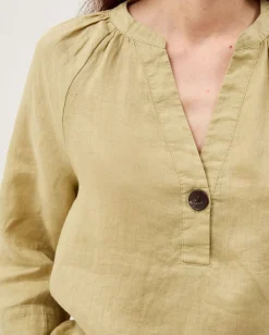 Gianna Linen Top Green