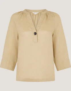 Gianna Linen Top Green