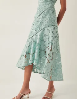 Gianna Sleeveless Lace Midi Dress Green