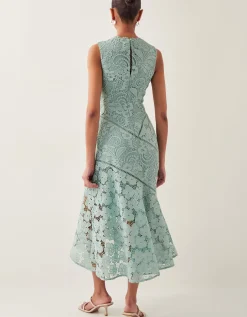 Gianna Sleeveless Lace Midi Dress Green