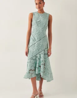 Gianna Sleeveless Lace Midi Dress Green