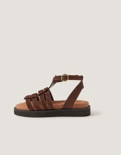 Gigi Suede Gladiator Sandals Brown