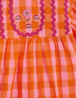 Gingham Print Top & Shorts Set Orange