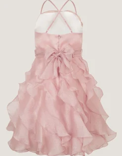 Glitter Ruffle Party Dress Pink