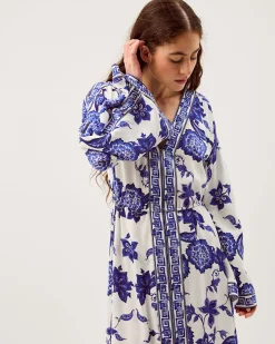 Gloria Floral Print Maxi Beach Dress Blue