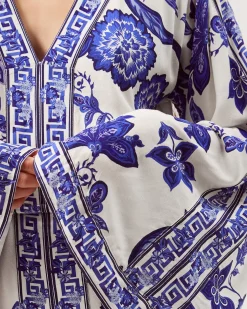 Gloria Floral Print Maxi Beach Dress Blue