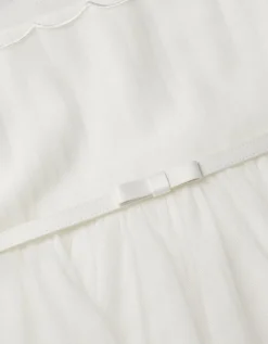 Gracia Embroidered Yoke Tulle Dress Ivory