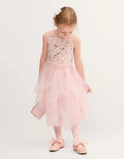 Gracie Embellished Waterfall Dress Pink