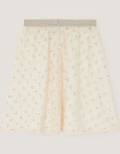 Gracie Pearl Embellished Skirt White