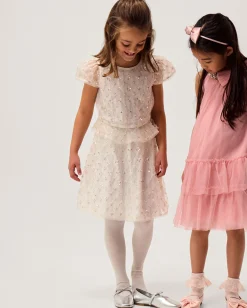 Gracie Pearl Embellished Skirt White