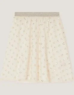 Gracie Pearl Embellished Skirt White