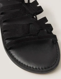 Greta Suede Gladiator Sandals Black
