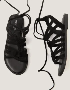 Greta Suede Gladiator Sandals Black