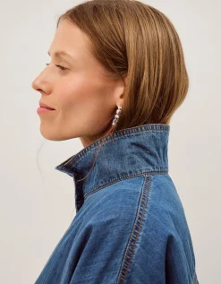 Gwen Funnel Neck Denim Jacket Blue