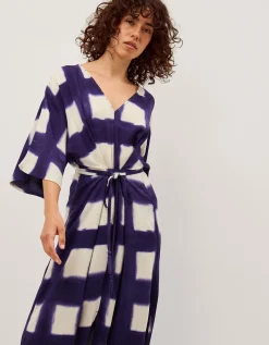 Halia Artisanal Tie-Dye Midi Kaftan Blue