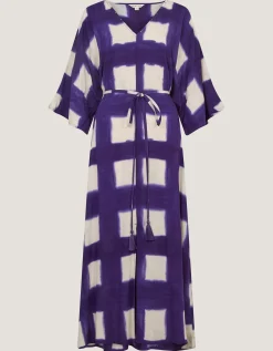 Halia Artisanal Tie-Dye Midi Kaftan Blue