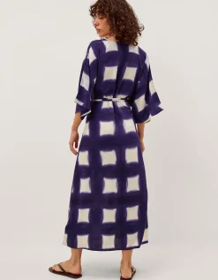 Halia Artisanal Tie-Dye Midi Kaftan Blue