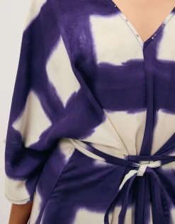 Halia Artisanal Tie-Dye Midi Kaftan Blue